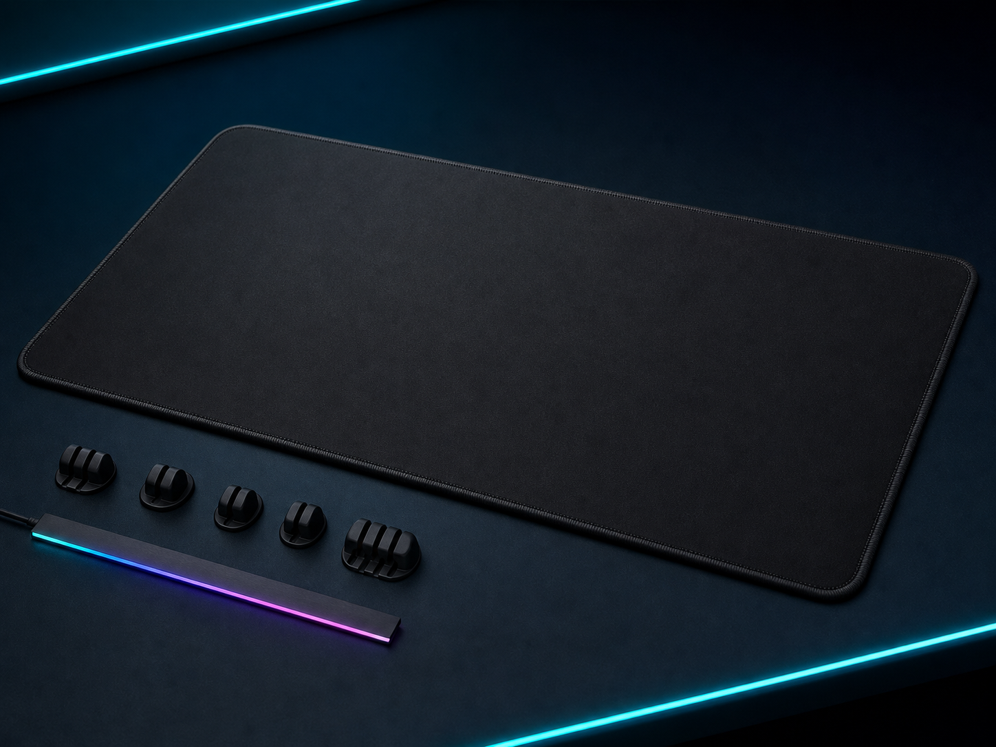 NEXO desk mat ve kablo klipsleri