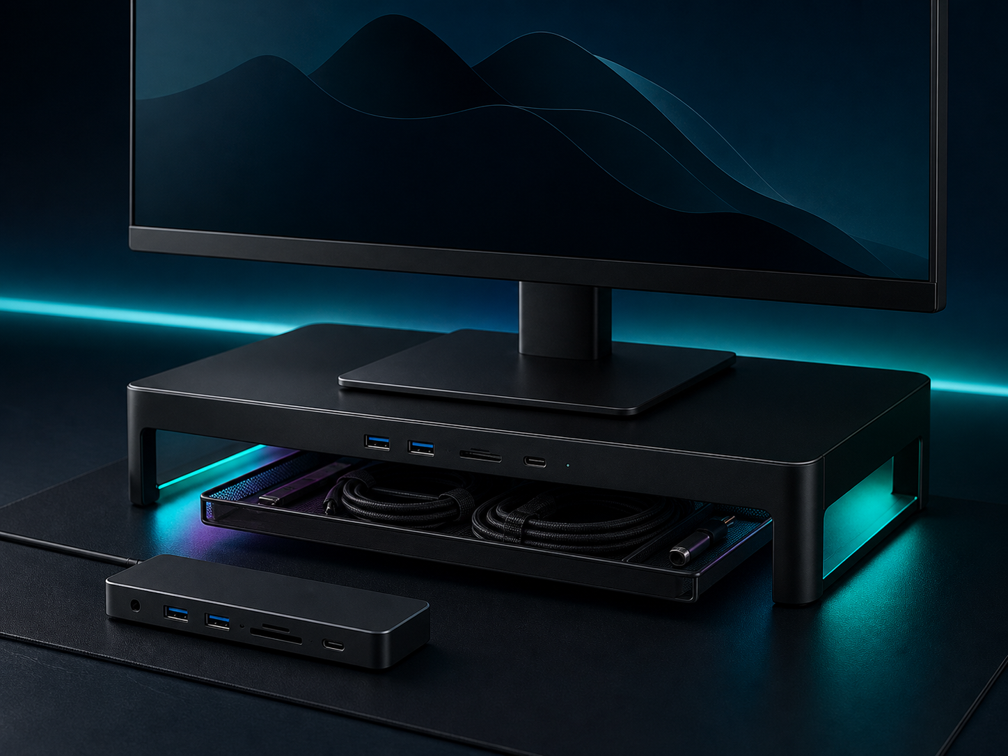USB-C hub entegre monitor stand